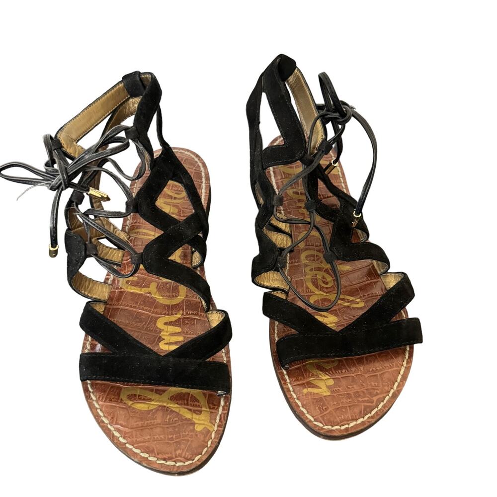 Sam Edelman Sandals‎ Women's Black Suede Gladiator Gemma Tie Sz 6.5